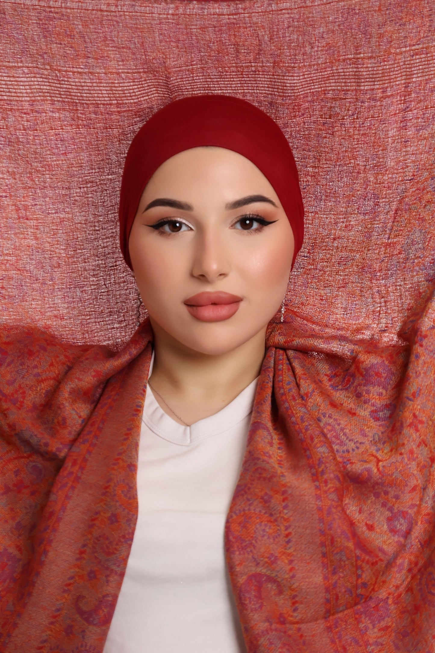 Hijab Premium Express Pashmina en Cachemire ― Rouge