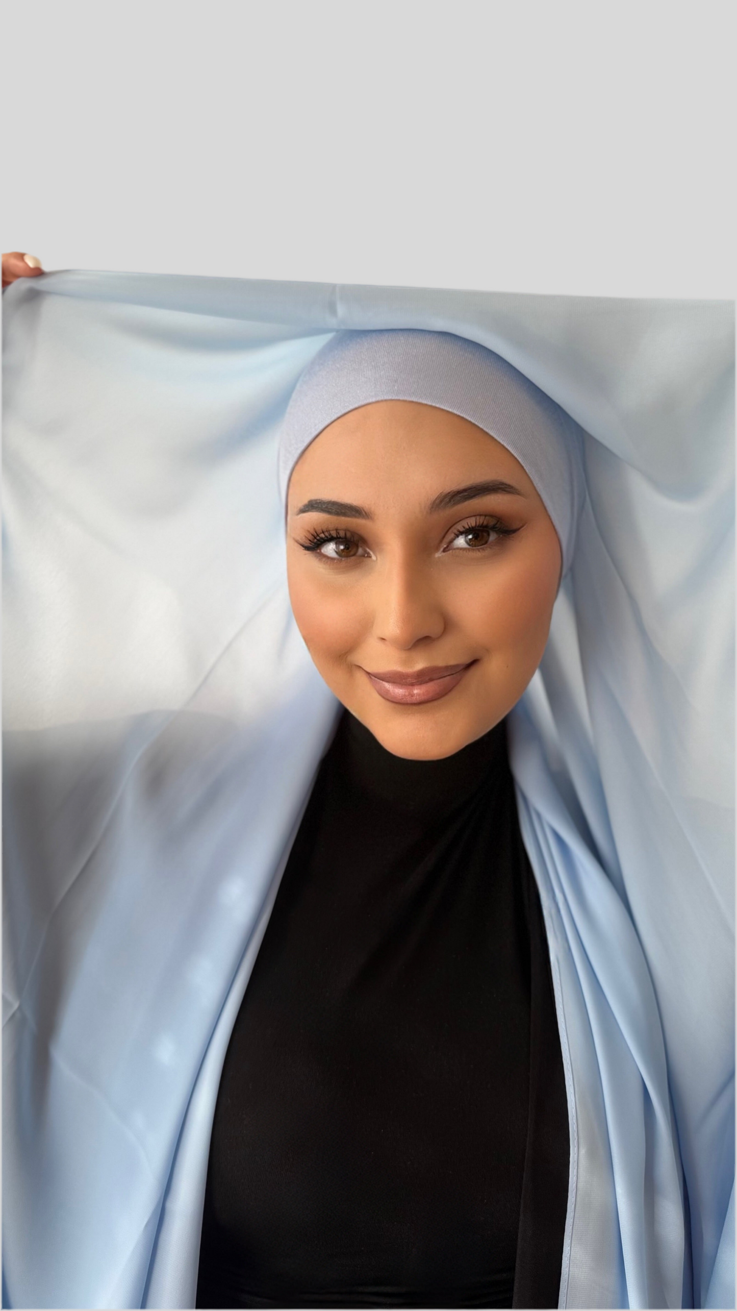 Hijab Express Anti glisse Soie de Médine – Set complet Élégance Premium XL – Concept inédit – Bleu Ciel