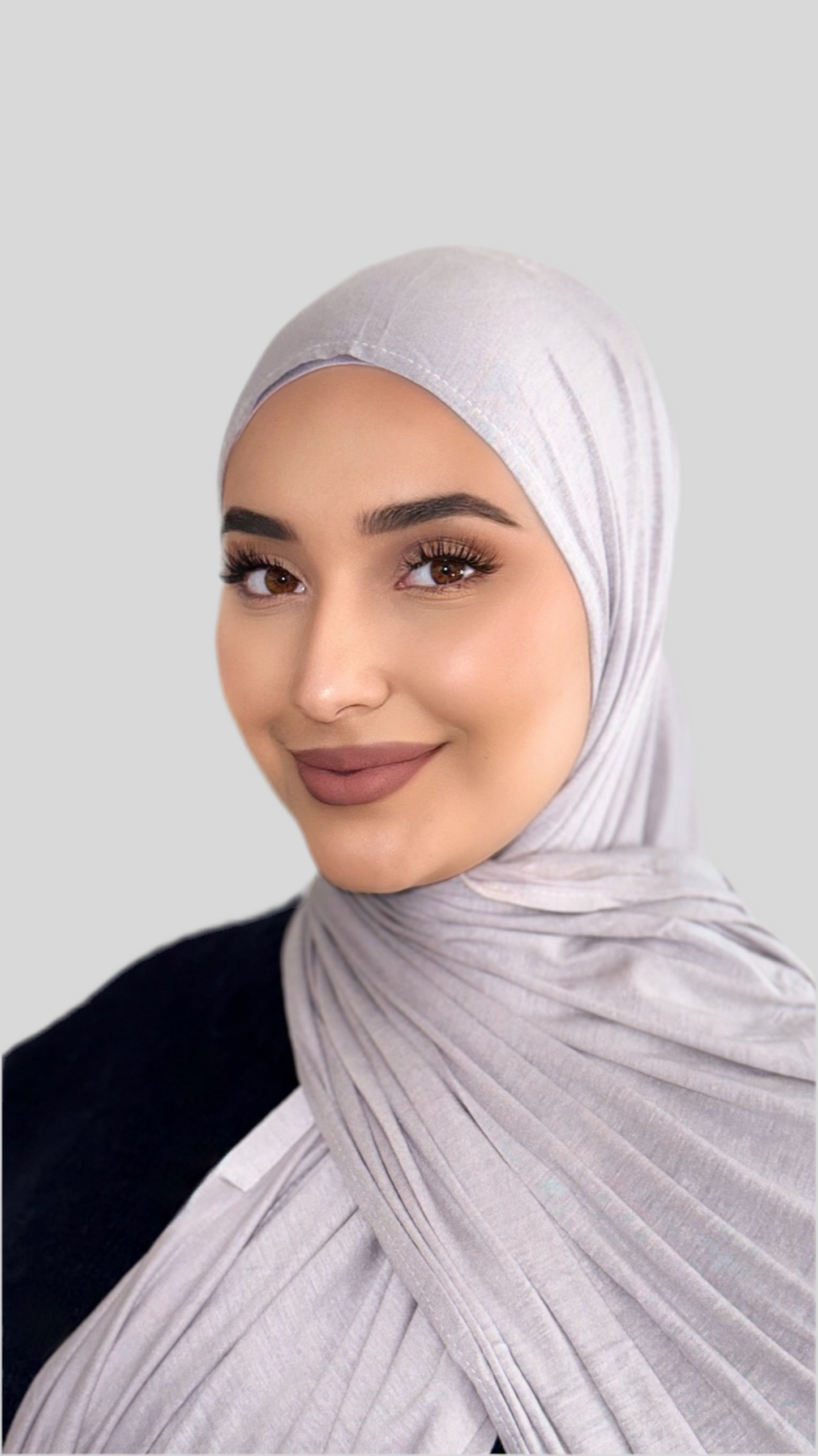 Hijab Express Confort Ultime – Sous-Hijab intégral + Voile Jersey Coton Modal avec Aimants – Qualité Supérieure XL – Gris Clair