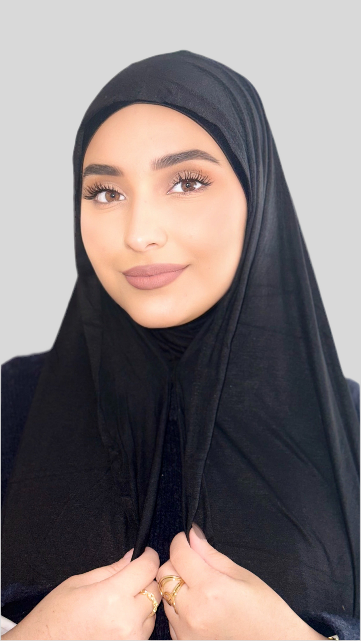 Hijab Express Confort Ultime – Sous-Hijab intégral + Voile Jersey Coton Modal avec Aimants – Qualité Supérieure XL – Noir