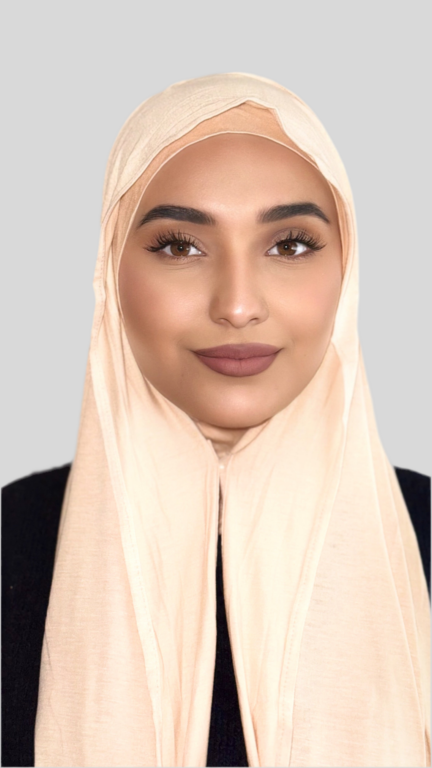 Hijab Express Confort Ultime – Sous-Hijab intégral + Voile Jersey Coton Modal avec Aimants – Qualité Supérieure XL – Beige Clair