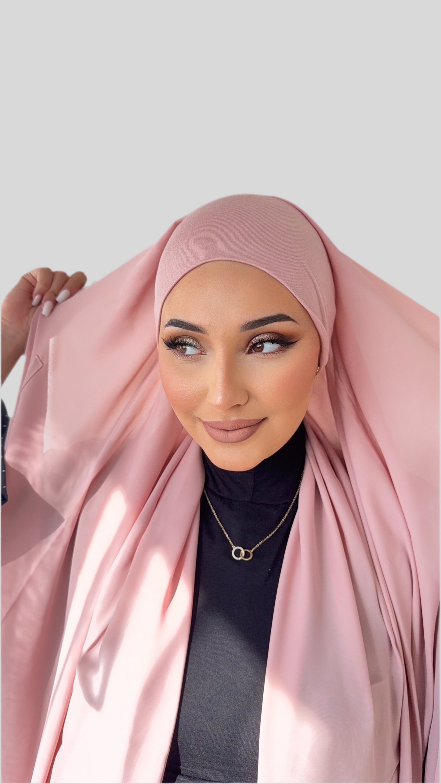 Hijab Express Anti glisse Soie de Médine – Set complet Élégance Premium XL – Concept inédit - Rose Pâle