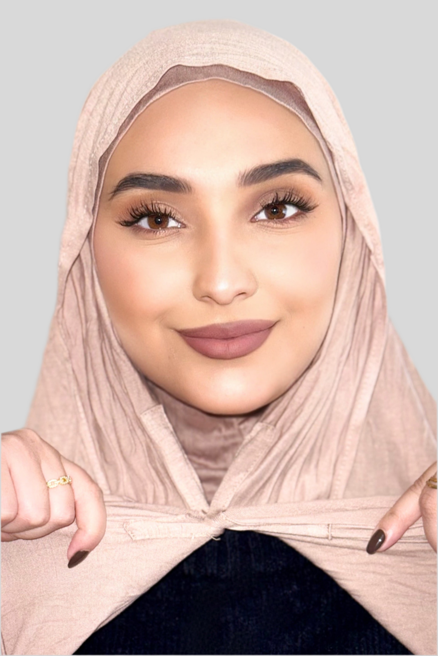 Hijab Express Confort Ultime – Sous-Hijab intégral + Voile Jersey Coton Modal avec Aimants – Qualité Supérieure XL – Couleur Sable