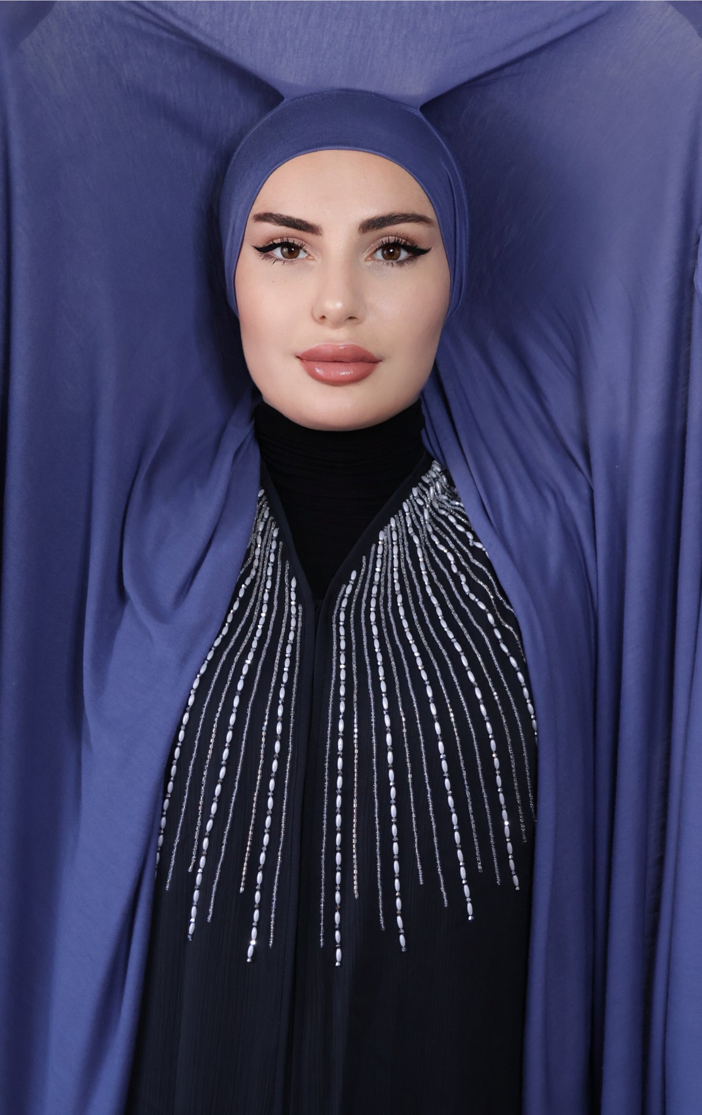 Hijab Express en Jersey Coton Modal – Qualité Premium XL – Bleu Brumeux
