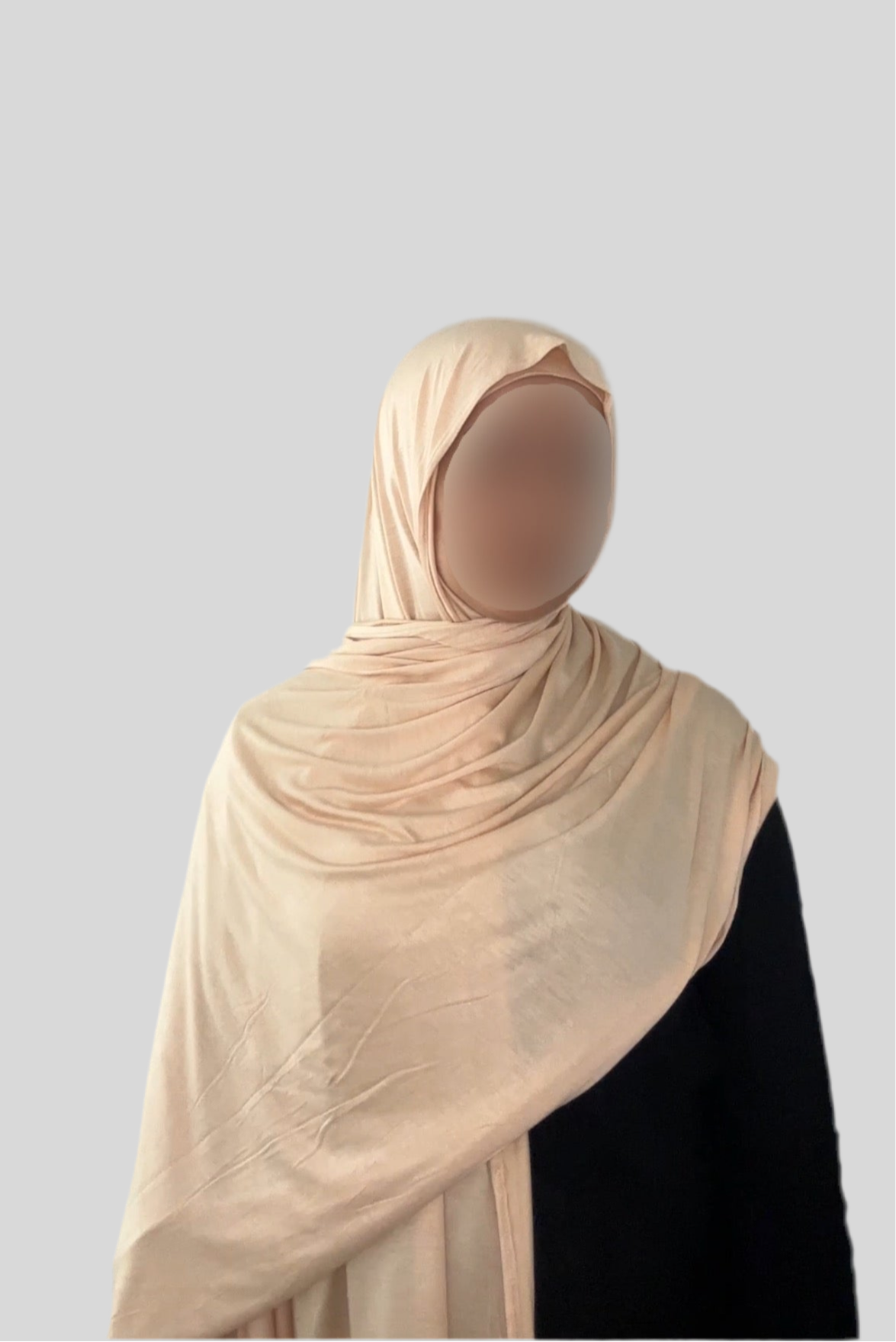 Hijab Express Perfection – Bonnet à Nouer Intérieur Satin + Voile Jersey Coton Modal avec Aimants – Qualité Supérieure XL – Beige Clair