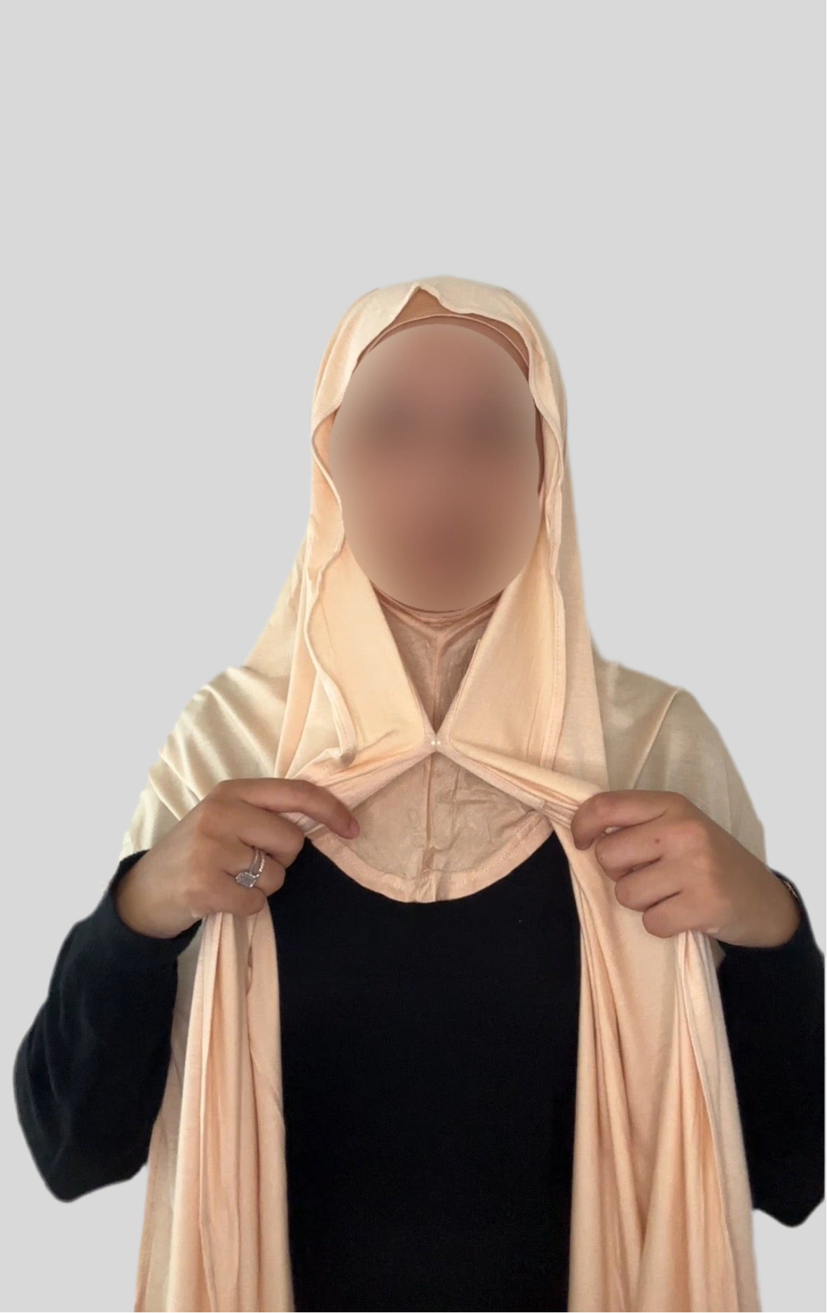 Hijab Express Confort Ultime – Sous-Hijab intégral + Voile Jersey Coton Modal avec Aimants – Qualité Supérieure XL – Beige Clair