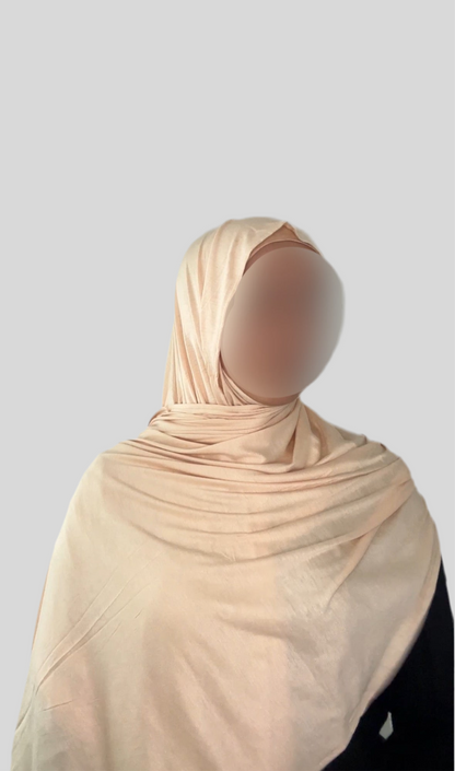 Hijab Express Confort Ultime – Sous-Hijab intégral + Voile Jersey Coton Modal avec Aimants – Qualité Supérieure XL – Beige Clair