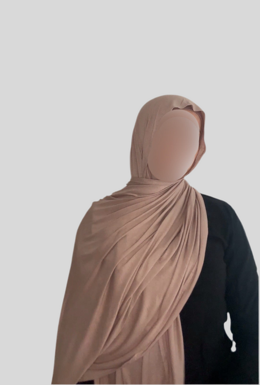 Hijab Express Perfection – Bonnet à Nouer Intérieur Satin + Voile Jersey Coton Modal avec Aimants – Qualité Supérieure XL – Couleur Sable