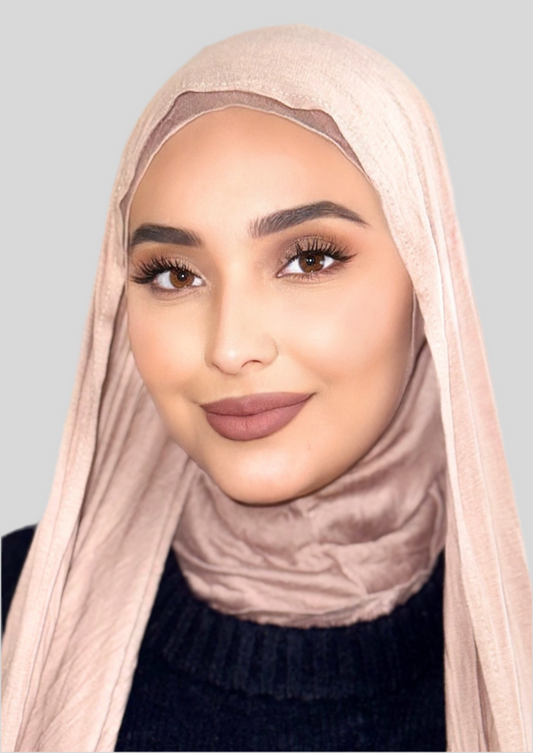 Hijab Express Confort Ultime – Sous-Hijab intégral + Voile Jersey Coton Modal avec Aimants – Qualité Supérieure XL – Couleur Sable