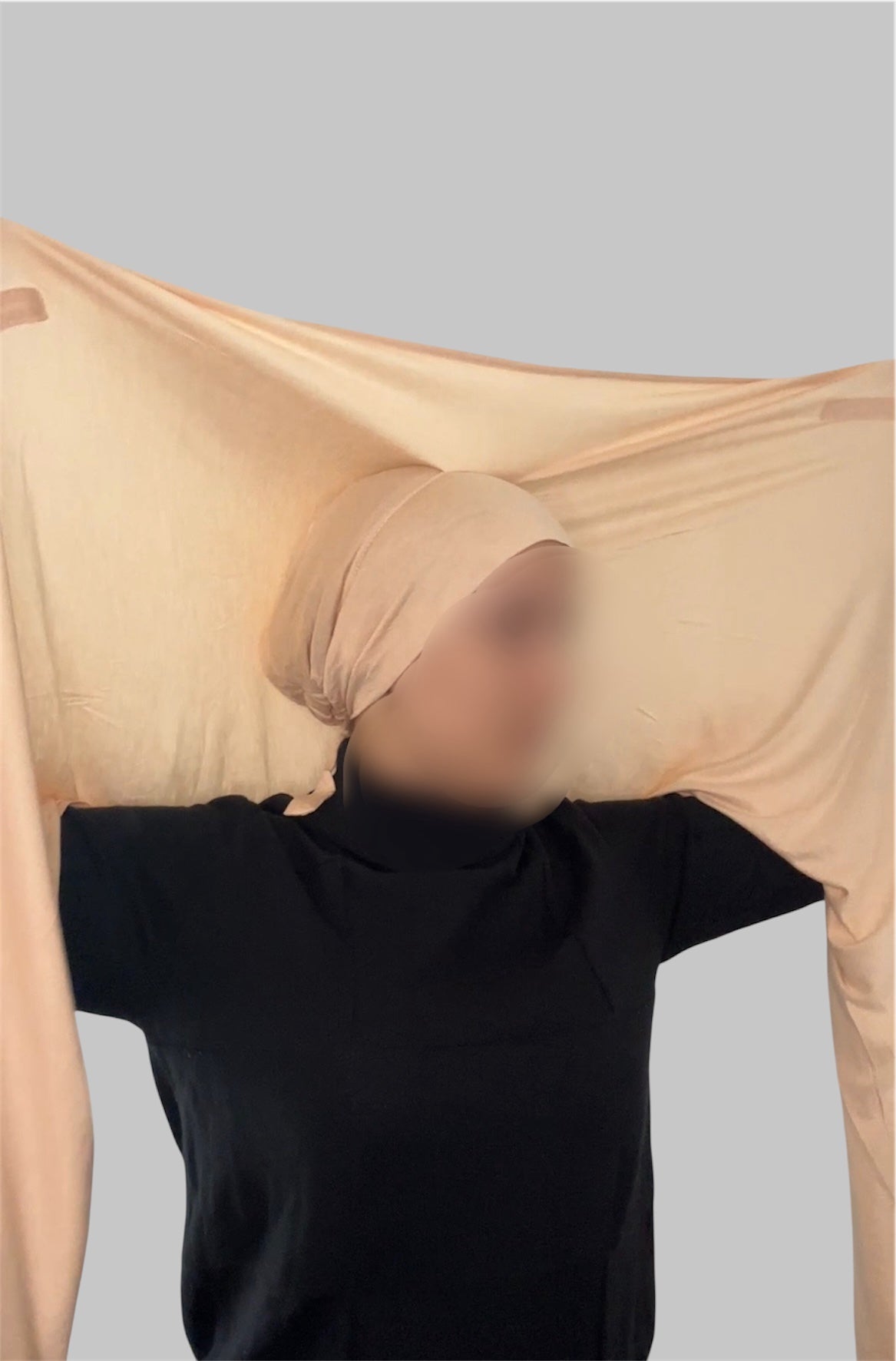 Hijab Express Perfection – Bonnet à Nouer Intérieur Satin + Voile Jersey Coton Modal avec Aimants – Qualité Supérieure XL – Beige Clair