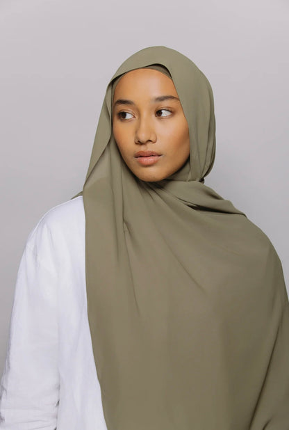 Express Premium Chiffon Hijab with Magnetic Closure System and Integrated Bonnet - Light Beige