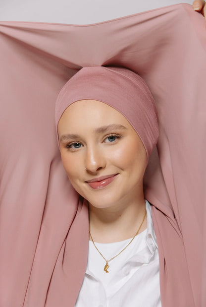 Express Premium Chiffon Hijab mit Magnetverschluss-System und integrierter Haube - Rosa