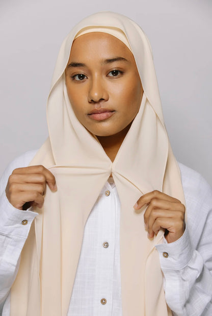 Express Premium Chiffon Hijab mit Magnetverschluss-System und integrierter Haube - Grün