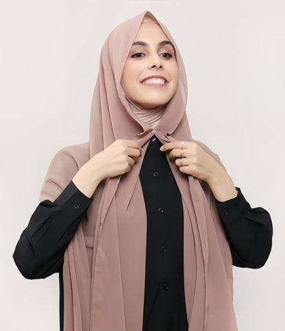 Express Premium Chiffon Hijab mit Magnetverschluss-System und integrierter Haube - Nude